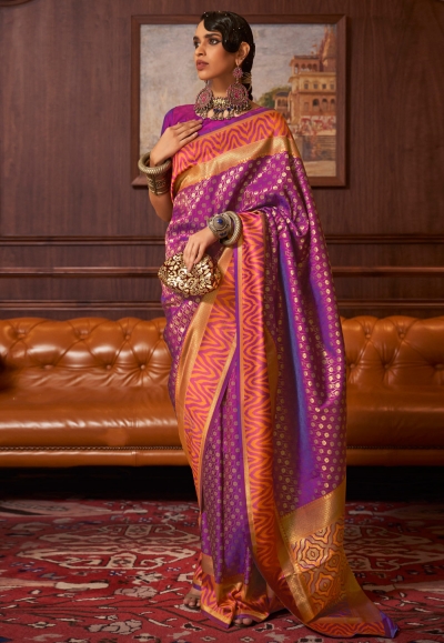 Violet silk saree with blouse 271005