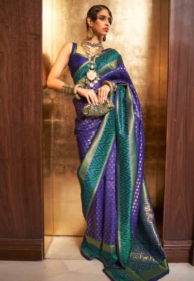 Blue silk saree with blouse 271004