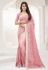 Pink net saree with blouse 6365
