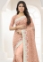 Peach net saree with blouse 6362