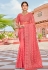Pink net saree with blouse 1477