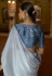 Sky blue organza saree with blouse 2025