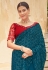 Teal chinon saree with blouse 5427