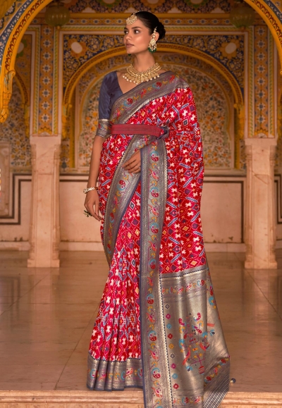 Maroon silk paithani saree 496C