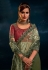 Mehndi net saree with blouse 6315