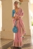 Organza Saree with blouse in Pink colour 2034