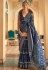 Silk Saree with blouse in Navy blue colour 526C