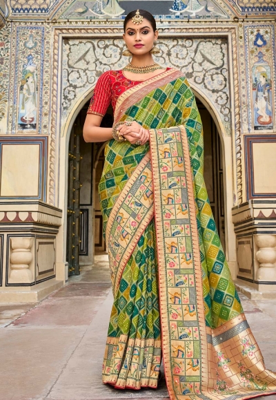 Silk Saree with blouse in Light green colour 6405