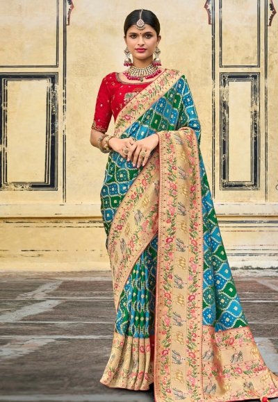 Silk Saree with blouse in Sky blue colour 6409