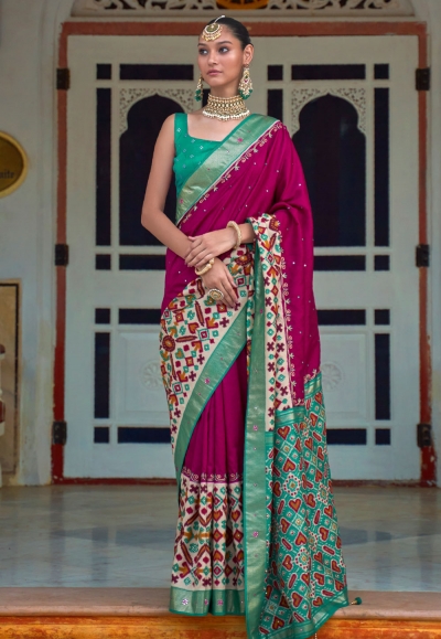Patola silk Saree with blouse in Purple colour 497
