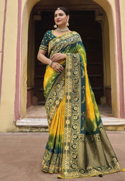 Silk Saree with blouse in Yellow colour 5514