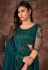 Satin silk Saree with blouse in Teal colour 6580