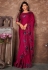 Satin silk Saree with blouse in Magenta colour 6581