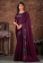 Satin silk Saree with blouse in Wine colour 6579