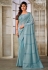 Organza Saree with blouse in Sky blue colour 6577