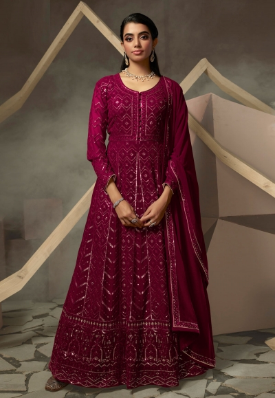 Purple georgette long anarkali suit 51391