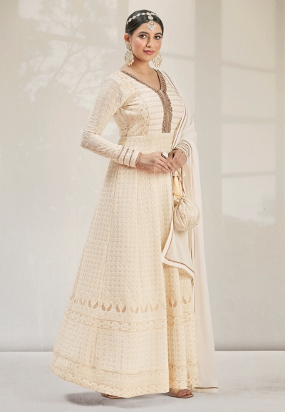 Cream georgette abaya style anarkali suit 2003