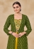 Green georgette readymade jacket style suit 27001