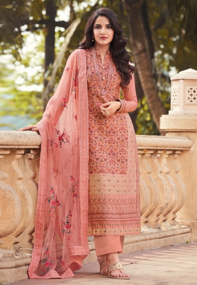 Peach viscose pakistani suit 16072