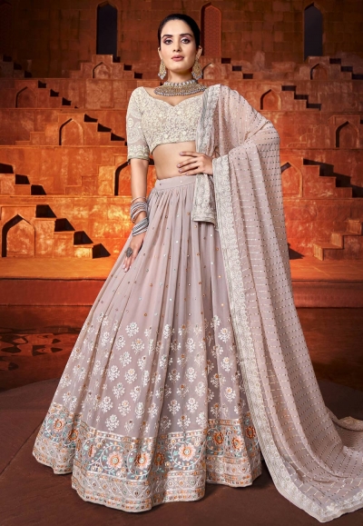 Georgette circular lehenga choli in Light pink colour 158193