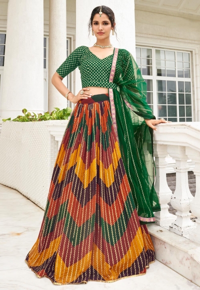 Faux georgette circular lehenga choli in Multicolor colour 147