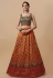 Silk kalamkari circular lehenga choli in Orange colour 1509