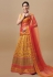 Silk kalamkari circular lehenga choli in Yellow colour 1505