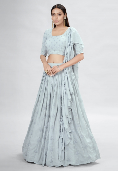 Georgette a line lehenga choli in Grey colour DRS10005