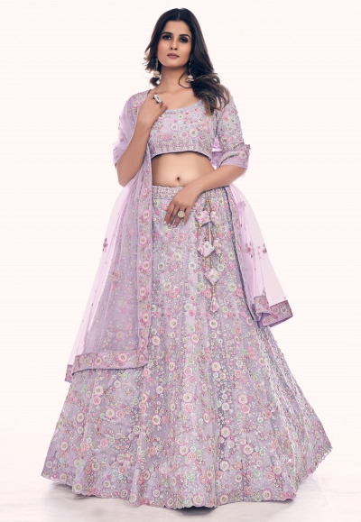 Soft net circular lehenga choli in Light purple colour 36003