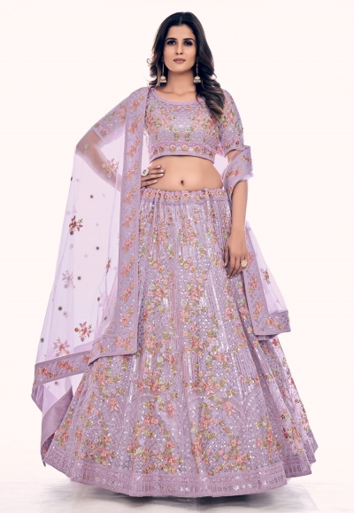 Soft net circular lehenga choli in Light purple colour 36006