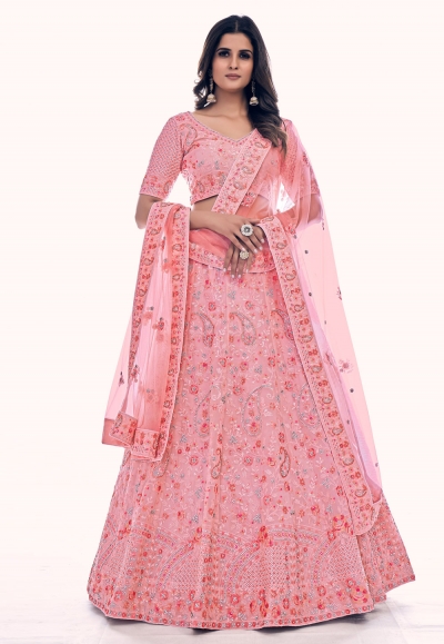 Soft net circular lehenga choli in Pink colour 36008