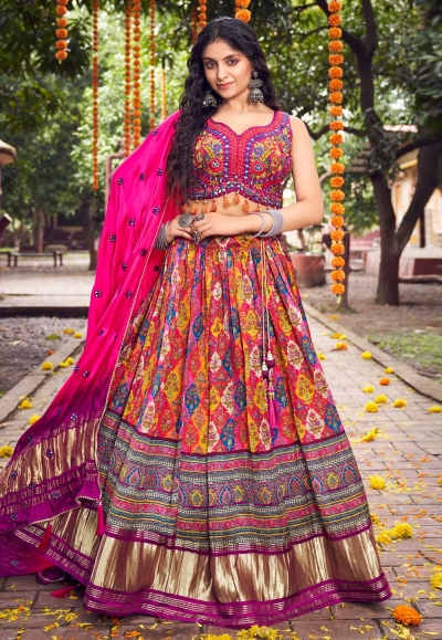 Silk readymade circular lehenga choli in Pink colour 103