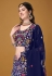 Satin silk a line lehenga choli in Navy blue colour 11004