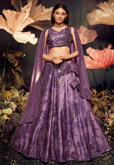 Velvet circular lehenga choli in Purple colour 2274