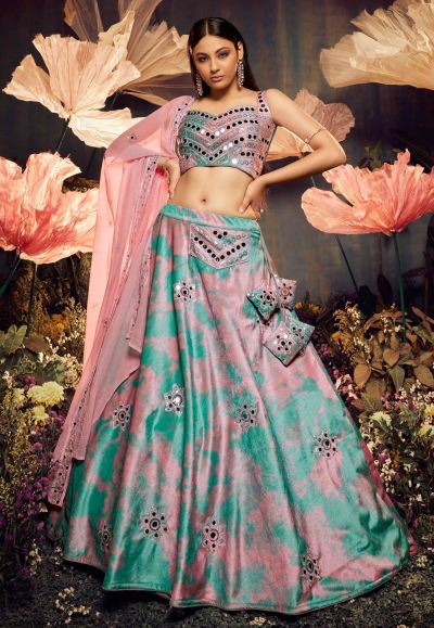 Velvet circular lehenga choli in Pink colour 2272