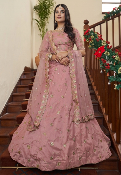 Art silk a line lehenga choli in Pink colour 4804