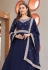 Faux georgette long Anarkali suit in Navy blue colour 1001C