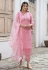 Faux georgette embroidered pant style suit in Pink colour 2015