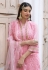 Faux georgette embroidered pant style suit in Pink colour 2015