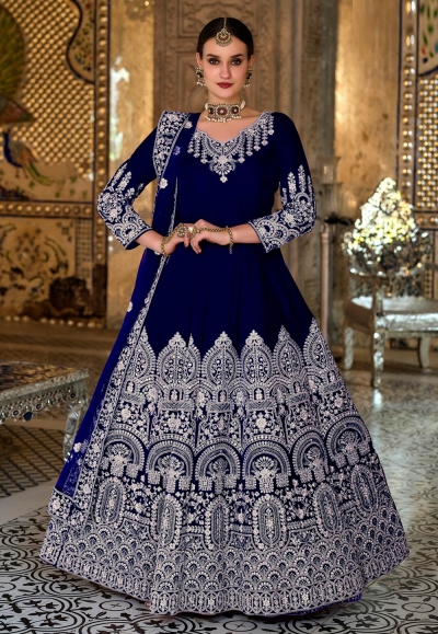 Regular Wear brasso Womens Blue Colour Anarkali Dress Material at Rs  299/piece in Surat