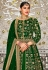 Velvet abaya style Anarkali suit in Green colour 2044B