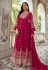 Faux georgette abaya style Anarkali suit in Magenta colour 1022