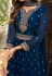 Faux georgette long Anarkali suit in Navy blue colour 1023