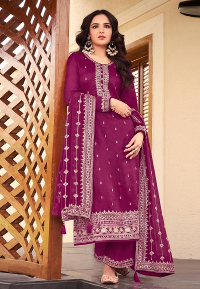 Satin Purple Straight Women's Salwar Kameez,salwar Suit With Dupatta, Purple  Suit Set - Etsy