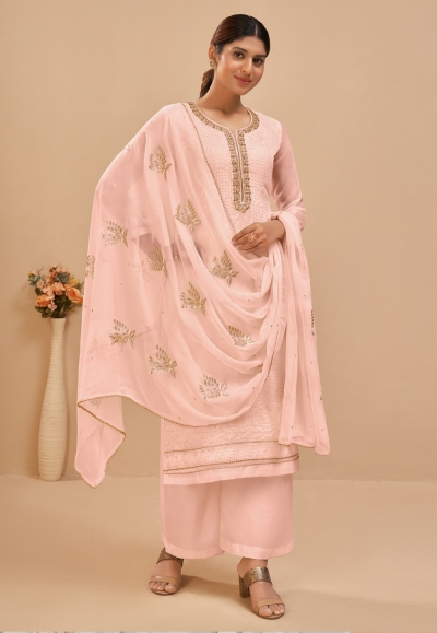 Georgette pakistani suit in Peach colour 2046B