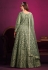 Net embroidered abaya style Anarkali suit in Green colour 5302