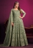 Net embroidered abaya style Anarkali suit in Green colour 5302