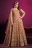 Net embroidered abaya style Anarkali suit in Golden colour 5304