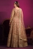 Net embroidered abaya style Anarkali suit in Golden colour 5304