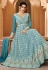 Georgette long Anarkali suit in Light blue colour 2016